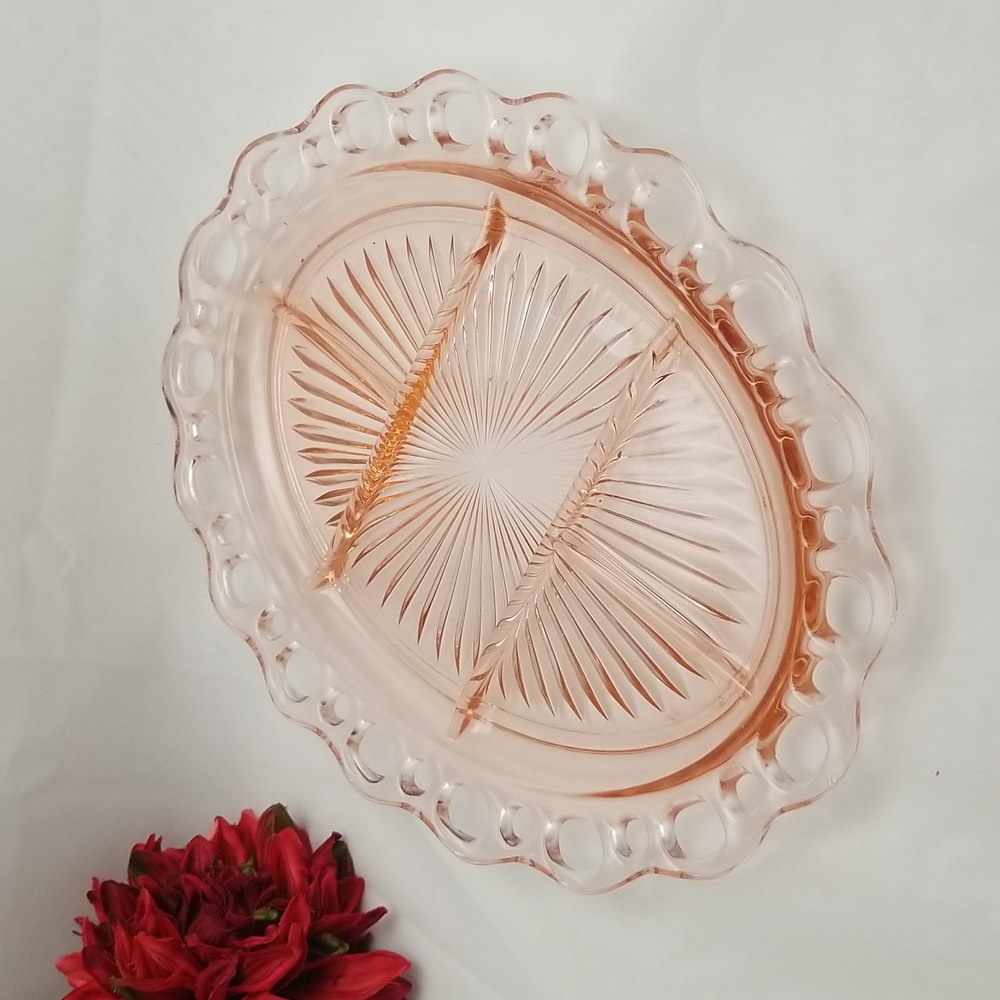 Hocking Old Colony Pink 5 Part Oval Platter